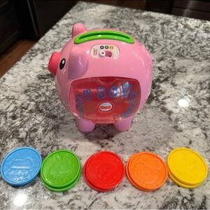 Fisher-Price Pink Piggy Bank with Colorful Coins